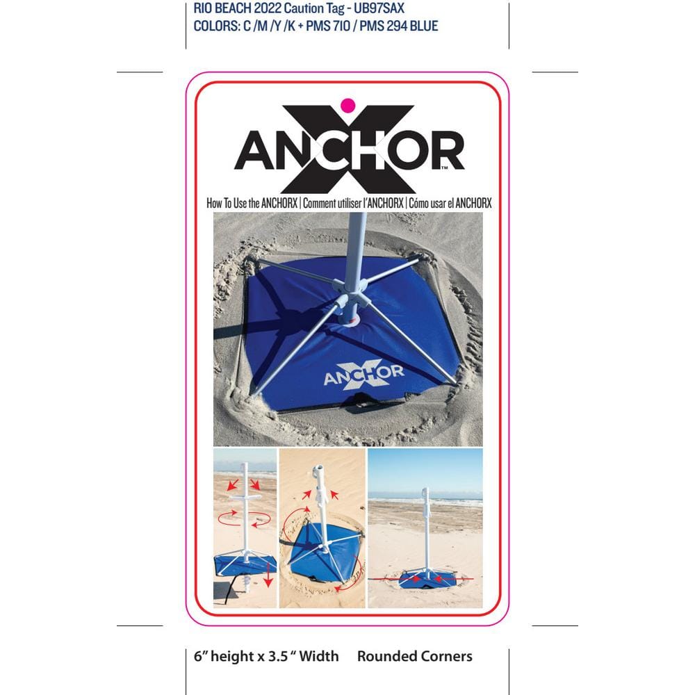 Rio Beach 7 ft. Blue and Turquoise Market Umbrella with Anchor