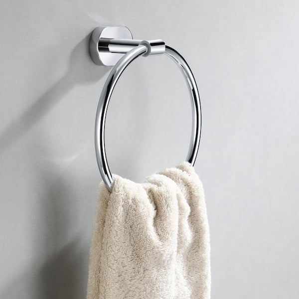 Bath Wall Mounted Towel Ring Hand Towel Holder in Polished Chrome