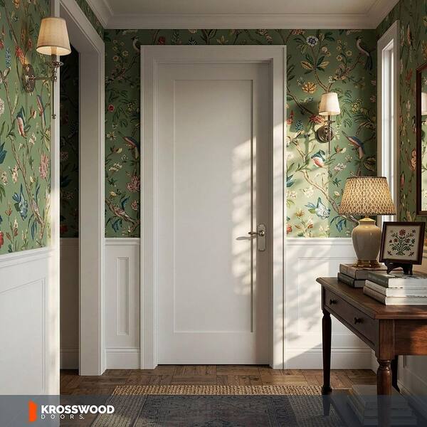 Krosswood Doors 24 in. x 80 in. Shaker 1-Panel Primed Solid Hybrid