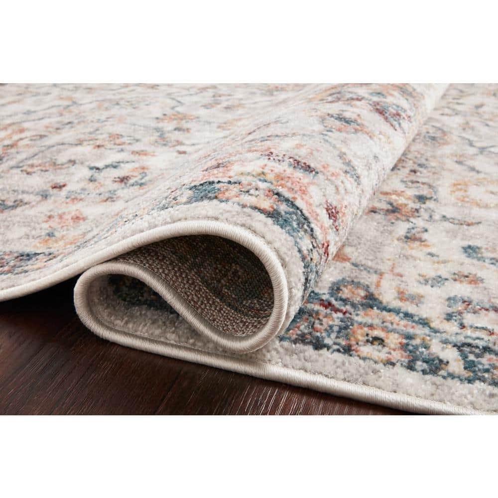 Cassandra Dove and Navy Stain-Resistant Runner Rug 2'-6" x 7'-9"