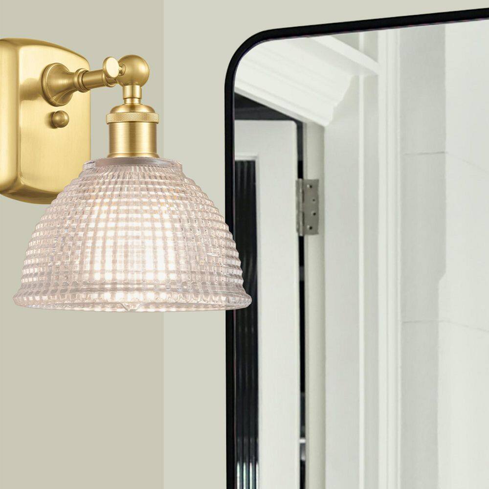 Arietta 1-Light Satin Gold Wall Sconce with Clear Glass Shade price history on PriceWatchPro