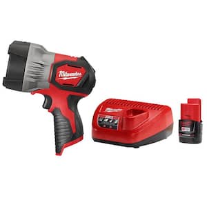 M12 12-Volt Lithium-Ion Cordless 750 Lumens TRUEVIEW LED Spotlight W (1) 2.0 Ah Battery and Charger