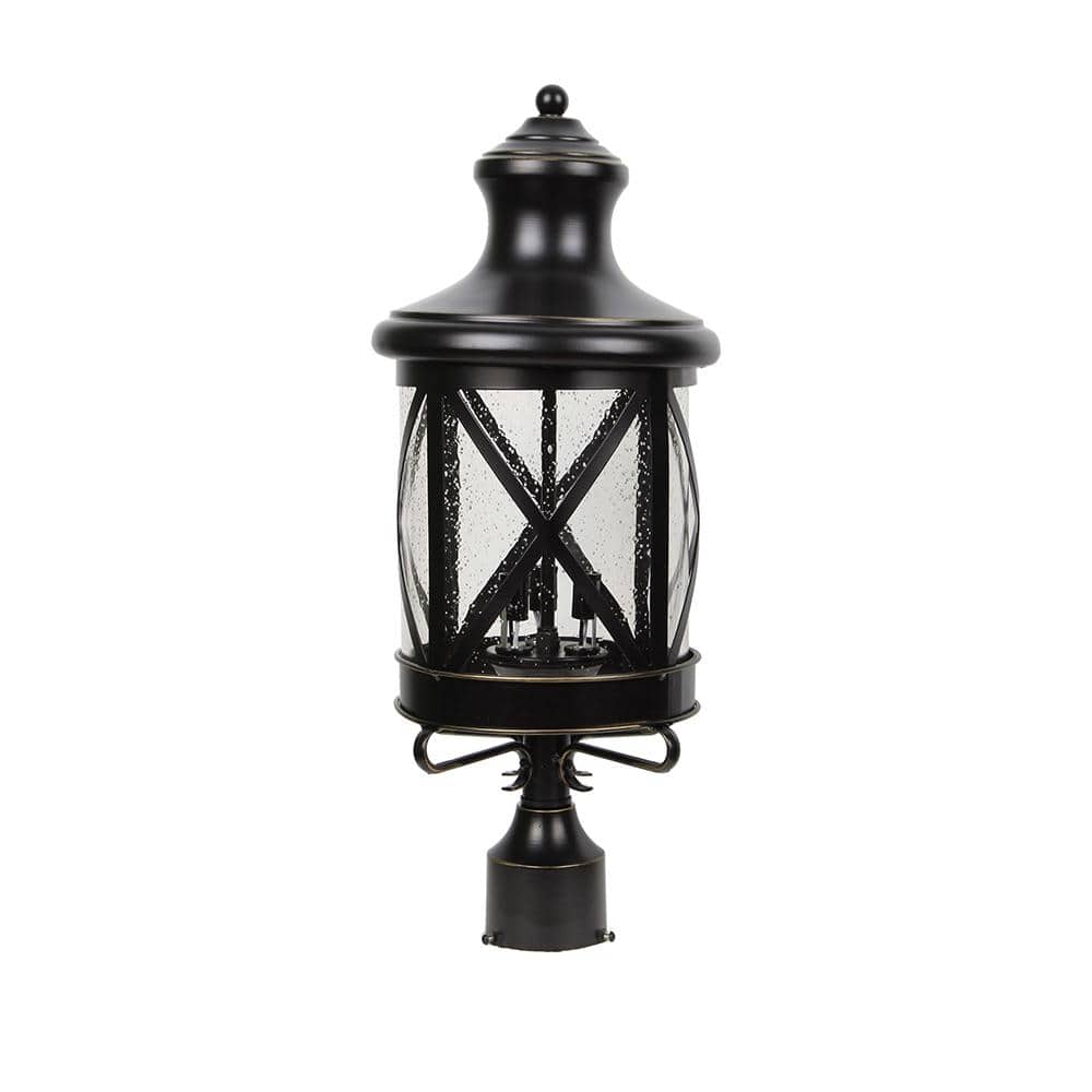 Steven 2 Light Black Metal Hardwired Outdoor Waterproof Post Light with Inc