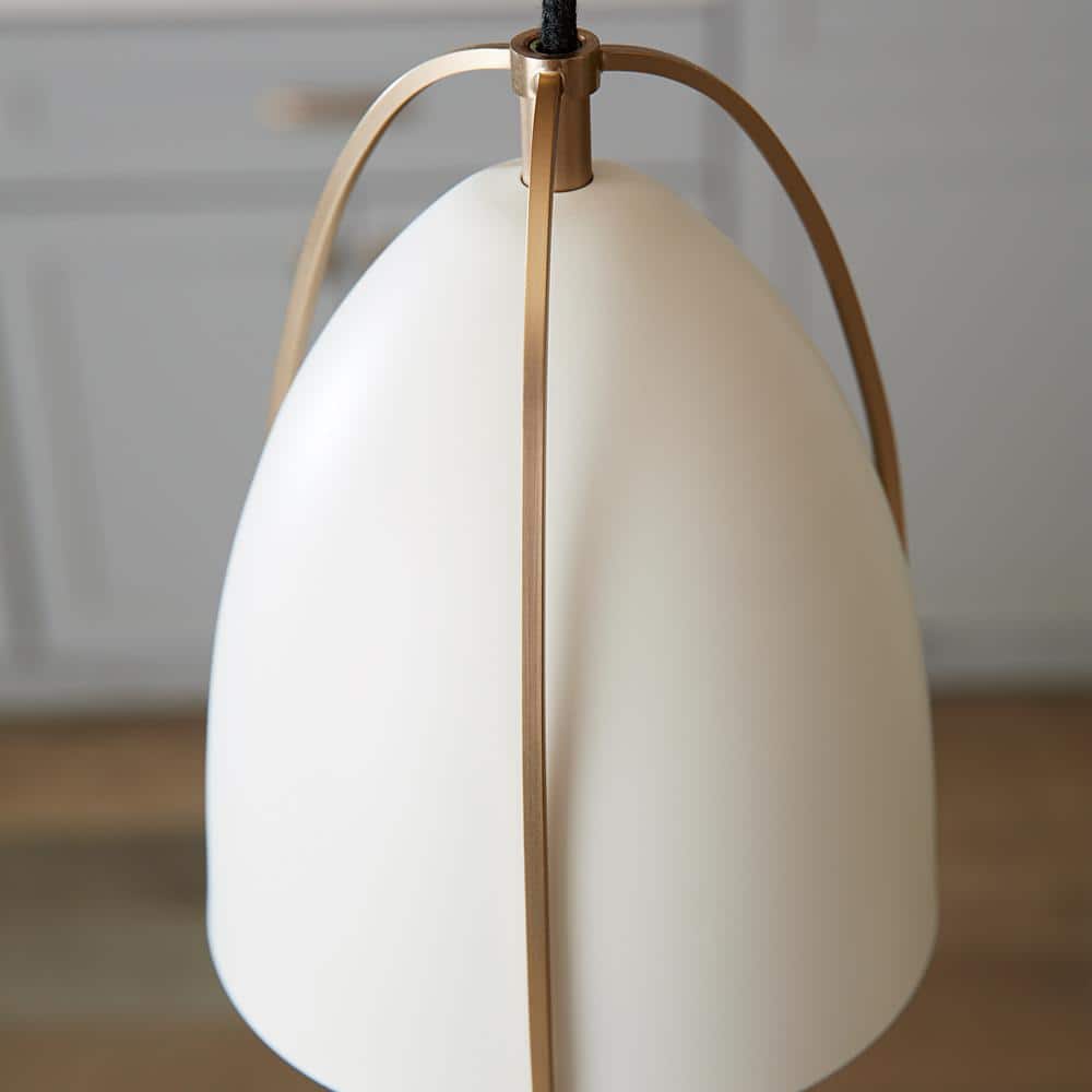 Norman Satin Brass Mini-Pendant with Matte White Steel Shade