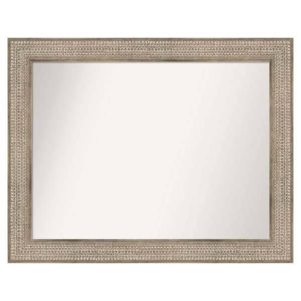 Amanti Art Trellis Silver 38 in. x 30 in. Custom Non-Beveled Wood Framed Bathroom Vanity Wall Mirror