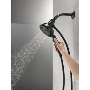 SureDock 7-Spray 5 in. Single Wall Mount Handheld H2Okinetic Shower Head in Matte Black