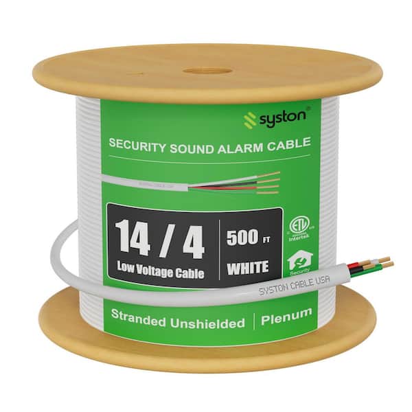 500 ft. 14/4 White CMP Plenum Rated Unsheilded Standard Copper Fire Security Burglar Station Sound Alarm Control Wire UL