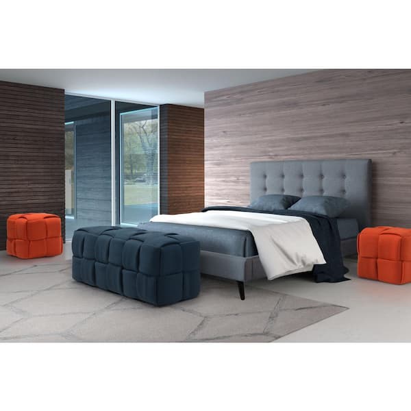 ZUO Checks Navy Blue Ottoman