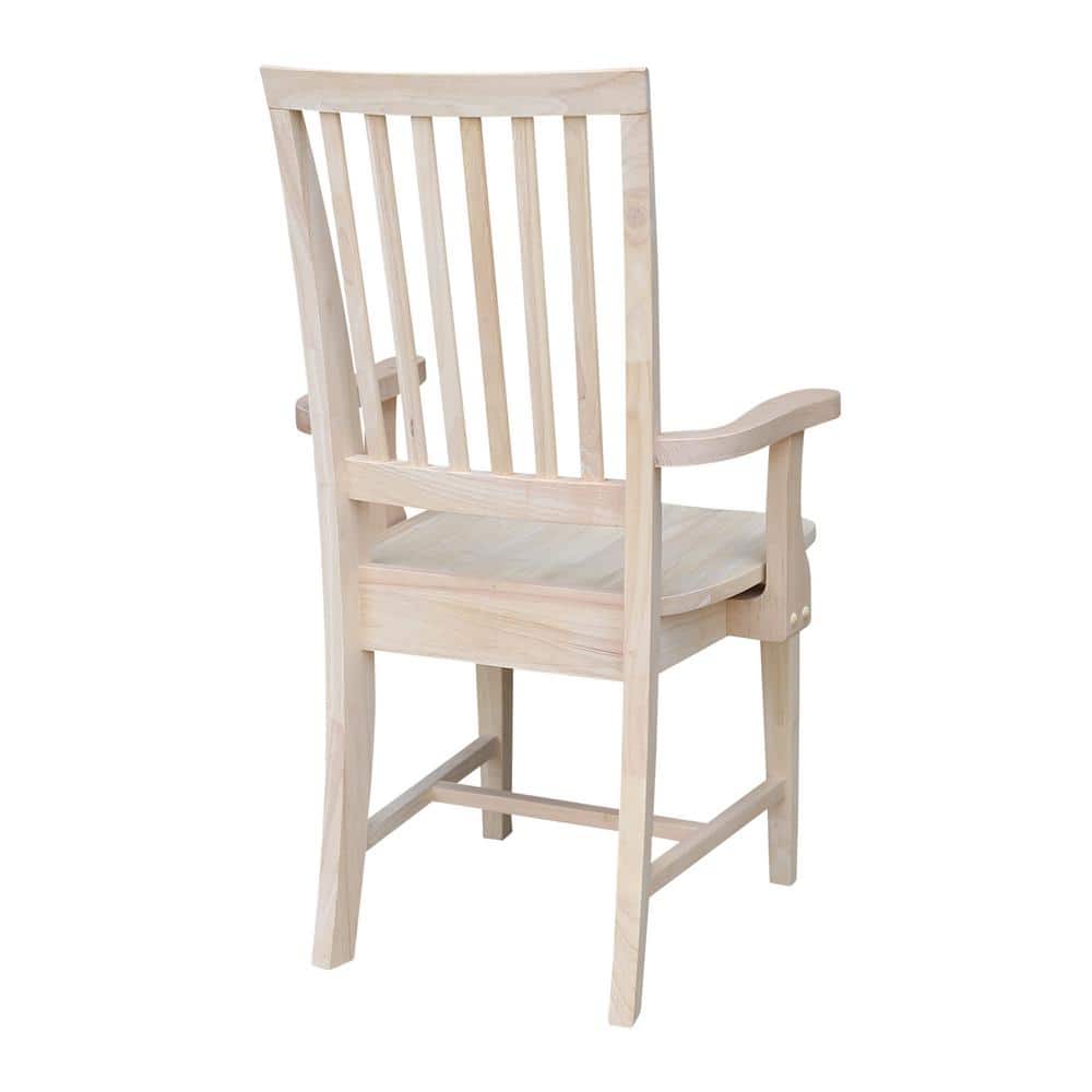 Traditional High-Back Unfinished Parawood Mission Arm Chair