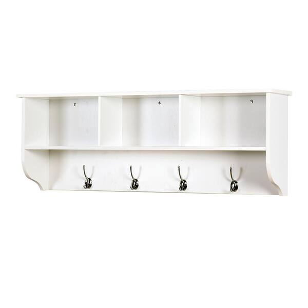 ALCHEMY HOME LLC White Wall Mounted Coat Rack with 4 Dual Hooks Living ...