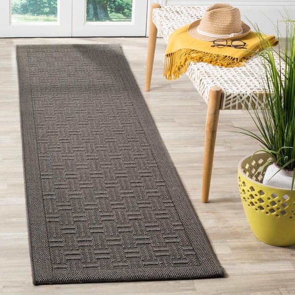 Palm Beach Ash 2 ft. x 8 ft. Interlaced Border Runner Rug