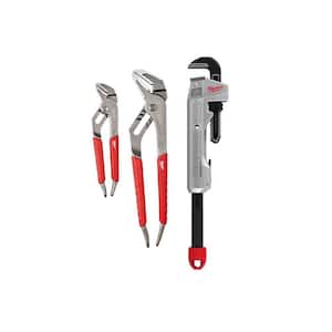 CHEATER Aluminum Pipe Wrench and 6 in. and 10 in. Straight Jaw Pliers Set
