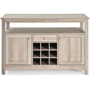 Gray Wood 45.5 in. Buffet Sideboard with 9-Wine Racks