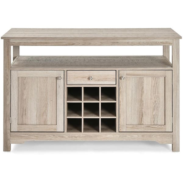 Boyel Living Gray Wood 45.5 in. Buffet Sideboard with 9-Wine Racks