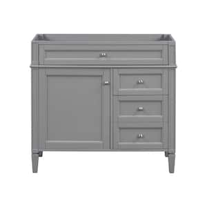 36 in. W x 18 in. D x 33 in. H Bath Vanity Cabinet without Top in Gray with 2 Drawers & Tip-Out Drawer (Cabinet Only)