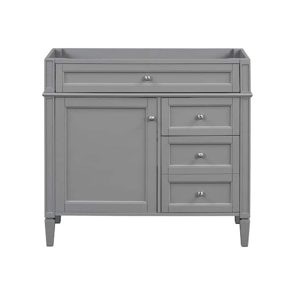 Adrinfly 36 in. W x 18 in. D x 33 in. H Bath Vanity Cabinet without Top in Gray with 2 Drawers & Tip-Out Drawer (Cabinet Only)