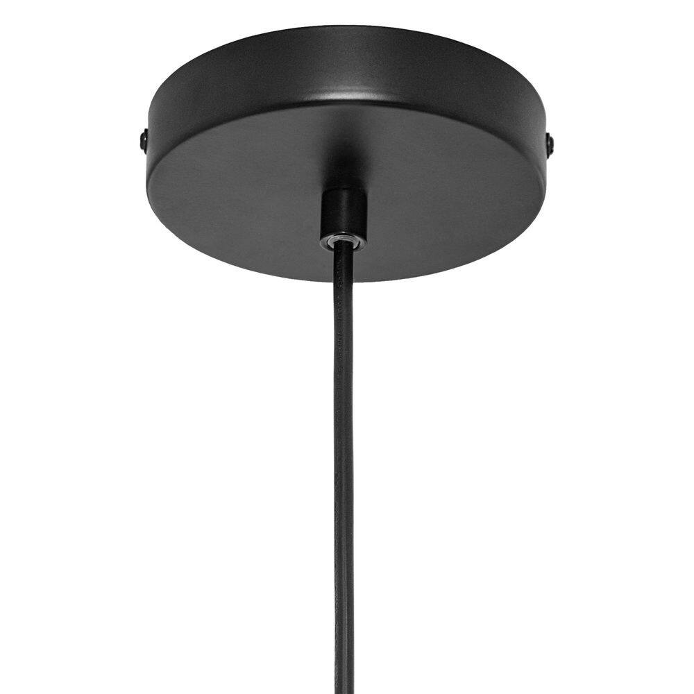 Everett 63" Black Metal Pendant Light with Globe-Shaped Rattan Shade