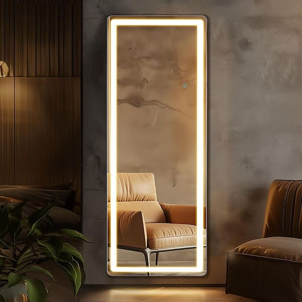 Relyblo 26 in. W x 71 in. H Rectangular Frameless Tilt Wall Bathroom Vanity Mirror in White