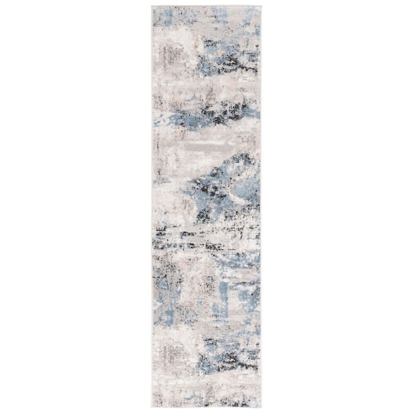 Quincy 2 ft. x 8 ft. Ivory/Blue Abstract Runner Rug