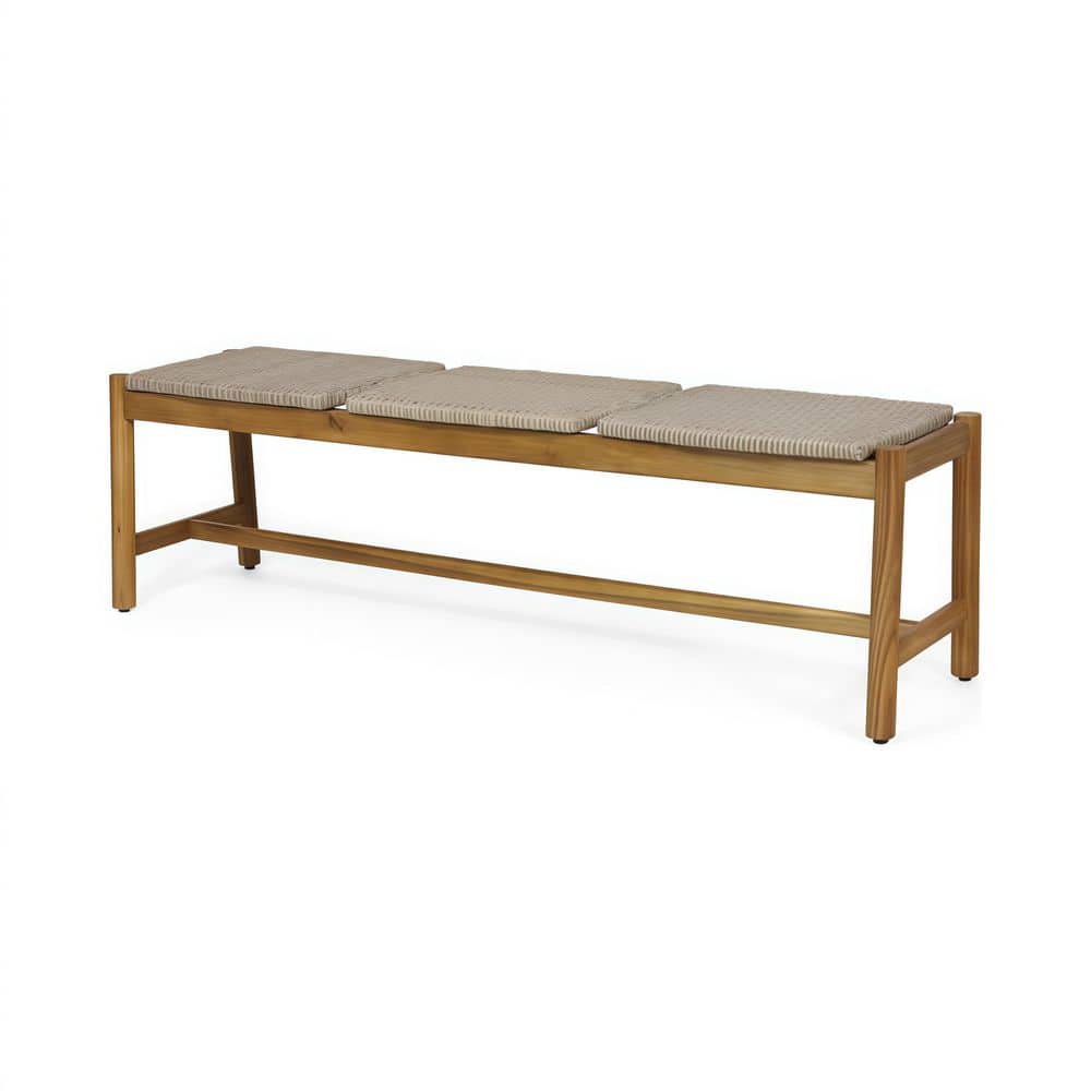 3 seater outdoor bench, acacia wood with teak finish, 61. 5x16. 25x17. 75 in, rustic country, easy setup, all-weather price history on PriceWatchPro