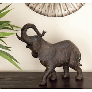 3 in. x 10 in. Gray Polystone Elephant Sculpture