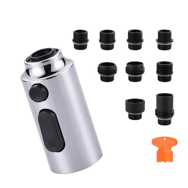 WOWOW 3-Function Kitchen Faucet Spray Head Replacement in Polished Chrome