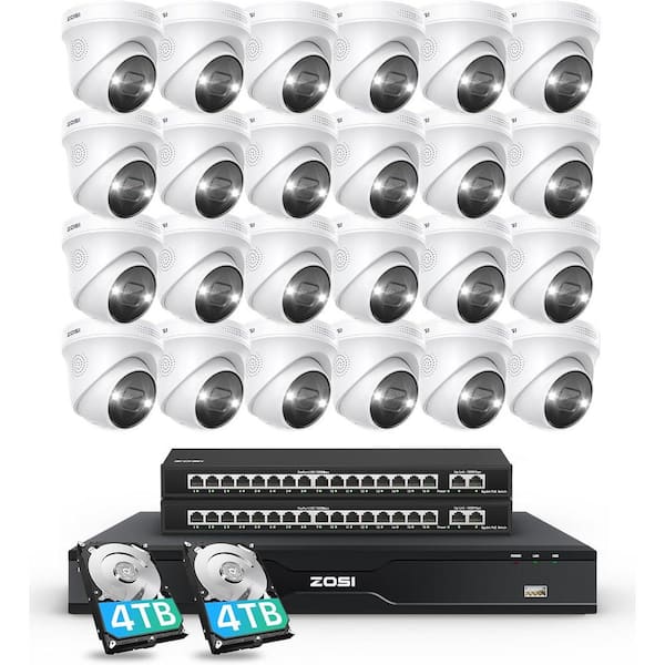 32-Channel 4K UHD 8TB POE NVR Home Security Camera System with 24 Wired 8MP Commercial Outdoor Dome IP Cameras