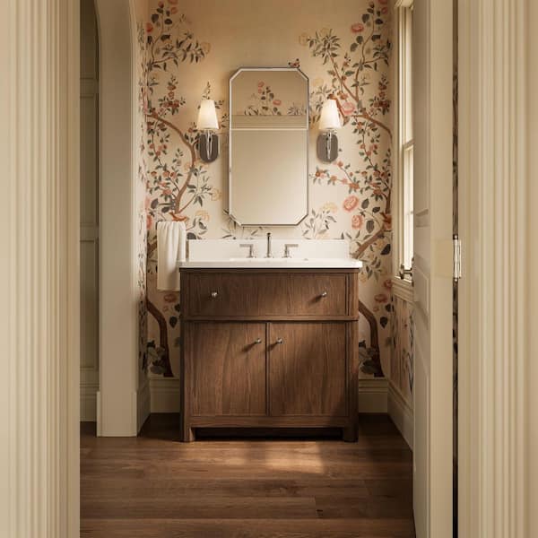 Claude by Studio McGee 36 in. Freestanding Draper Oak Bath Vanity with Bianco Bella Quartz Top
