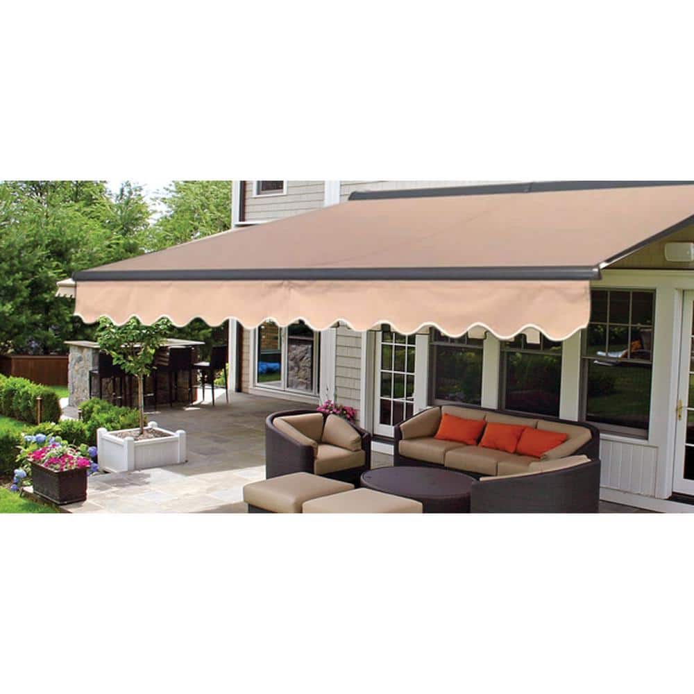 20' x 10' Sand Motorized Patio Awning with LED Lights