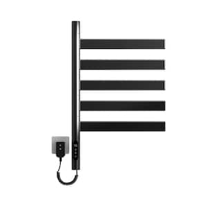 MOC 5 Bars Electric Plug-In Towel Warmer in Black Single Rotatable Towel Rack