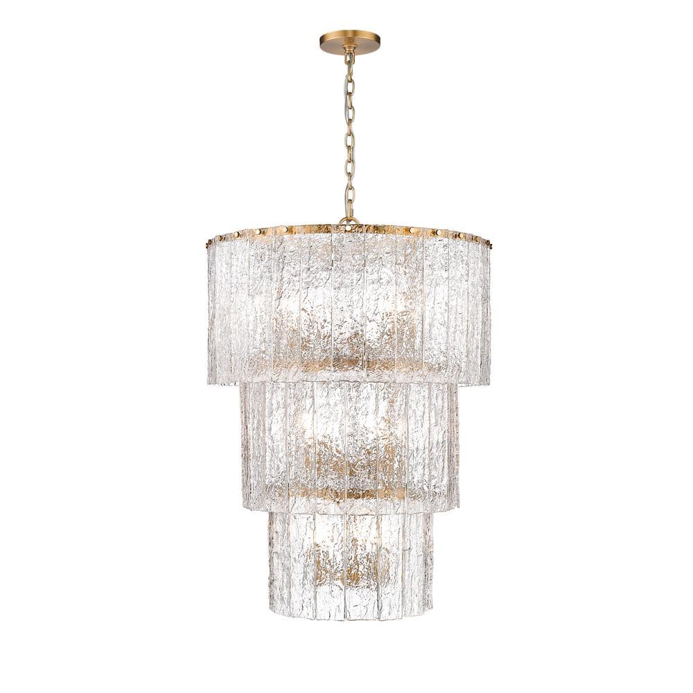 Glacier 12 light Modern Gold Tiered Chandelier with No Bulbs Included