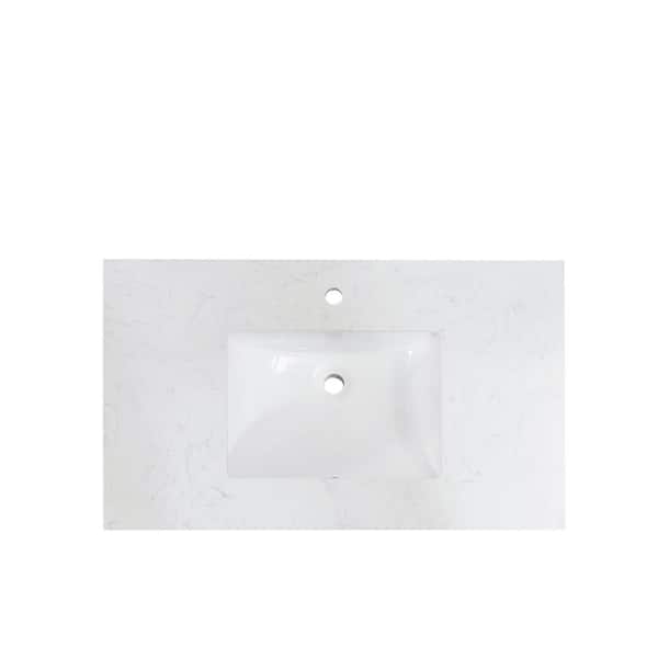 Altair 37 in. W x 22 in. D Engineered Composite Stone Vanity Top in White with White Single Basin
