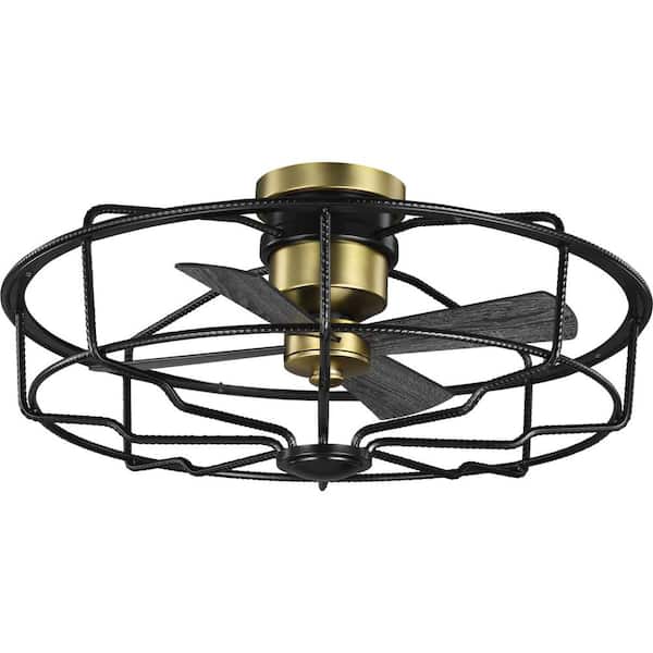 Progress Lighting Loring 32.875 in. Indoor Black Urban Industrial Ceiling Fan with Remote Included for Living Room and Bedroom