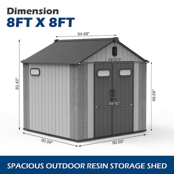 domi outdoor living Domi 8 ft. x 8 ft. Resin Gable Outdoor Storage