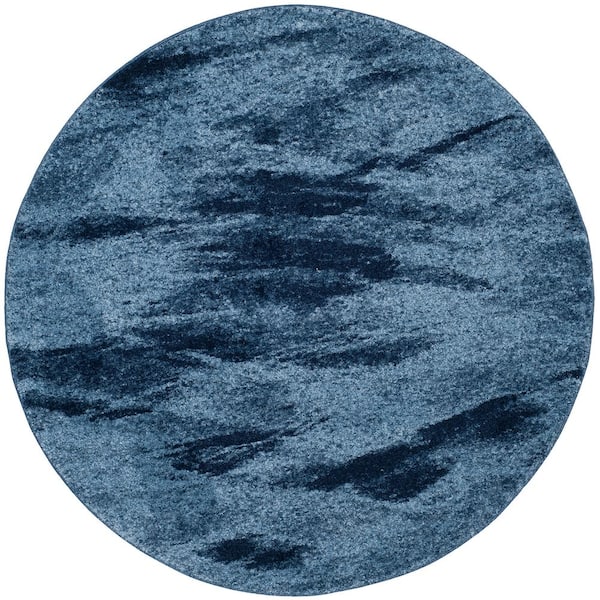 SAFAVIEH Retro Light Blue/Blue 8 ft. x 8 ft. Round Gradient Area Rug