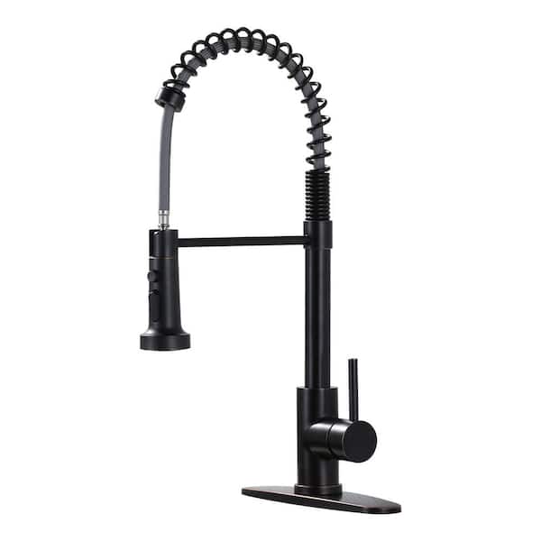 Stainless Steel Single Handle Pull Down Sprayer Kitchen Faucet in Oil Rubbed Bronze