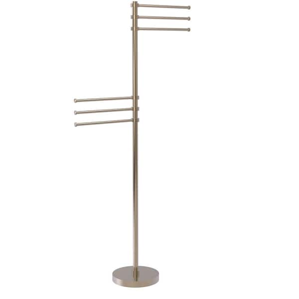 Allied Brass Towel Stand with 6-Pivoting 12 in. Arms in Antique Pewter