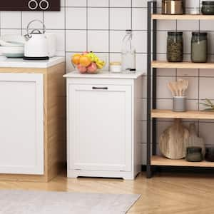 13 Gal. Tilt Out Trash Cabinet Laundry Hamper Kitchen Wooden Trash Can Holder Garbage Bin With Angle Adjustable Door