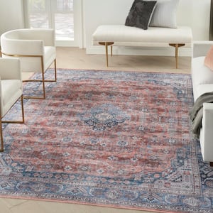 Grand Washables Blue Multicolor 8 ft. x 10 ft. Center medallion Traditional Area Rug