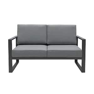 Gray Aluminum Outdoor Couch Sofa 2 Seat with Gray Cushions