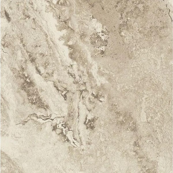 TrafficMaster Take Home Sample - Groutable Light Travertine 18 in. Width x 18 in. Length Peel and Stick Vinyl Tile