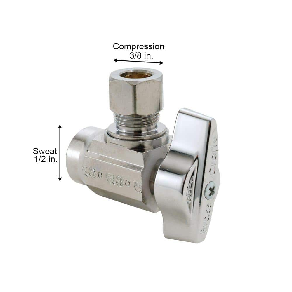 Chrome-Plated Brass Quarter Turn Shut-Off Valve with Lever Handle