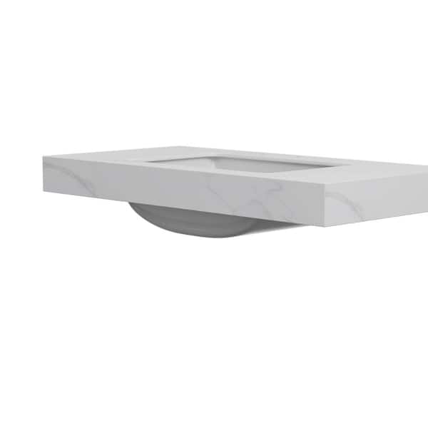 TCYO 36 in. Undermount Rectangular Bathroom Sink in White with