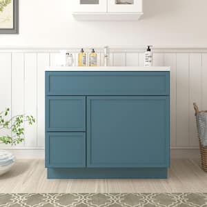 36 in. W x 21 in. D x 32.5 in. H 2-Left Drawers Bath Vanity Cabinet without Top in Sea Green