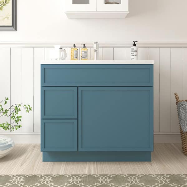 Vanity Art 36 in. W x 21 in. D x 32.5 in. H 2-Left Drawers Bath Vanity Cabinet without Top in Sea Green