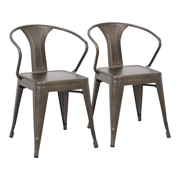 Lumisource Waco Antique Metal Dining Chair (Set of 2)