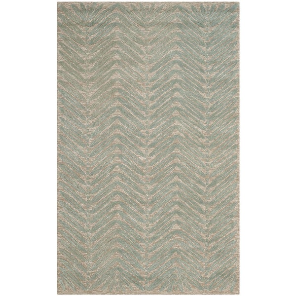 SAFAVIEH Martha Stewart Blue Fir 4 ft. x 6 ft. Chevron Area Rug