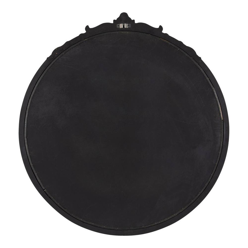 Elegant Gold Round 33" Baroque-Inspired Vanity Mirror
