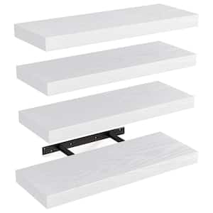 15.8 in. W x 5.5 in. D White Solid Wood Decorative Wall Shelf, (Set of 4)