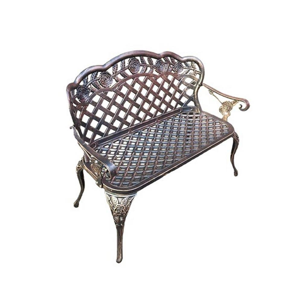 Garden Bench Bronze Colour - Lattice Design 42.5 Inch Long